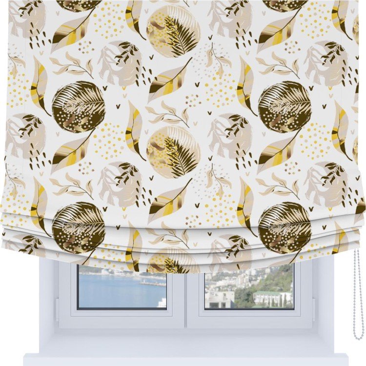 Римская штора Soft с мягкими складками, «Золотые листья»